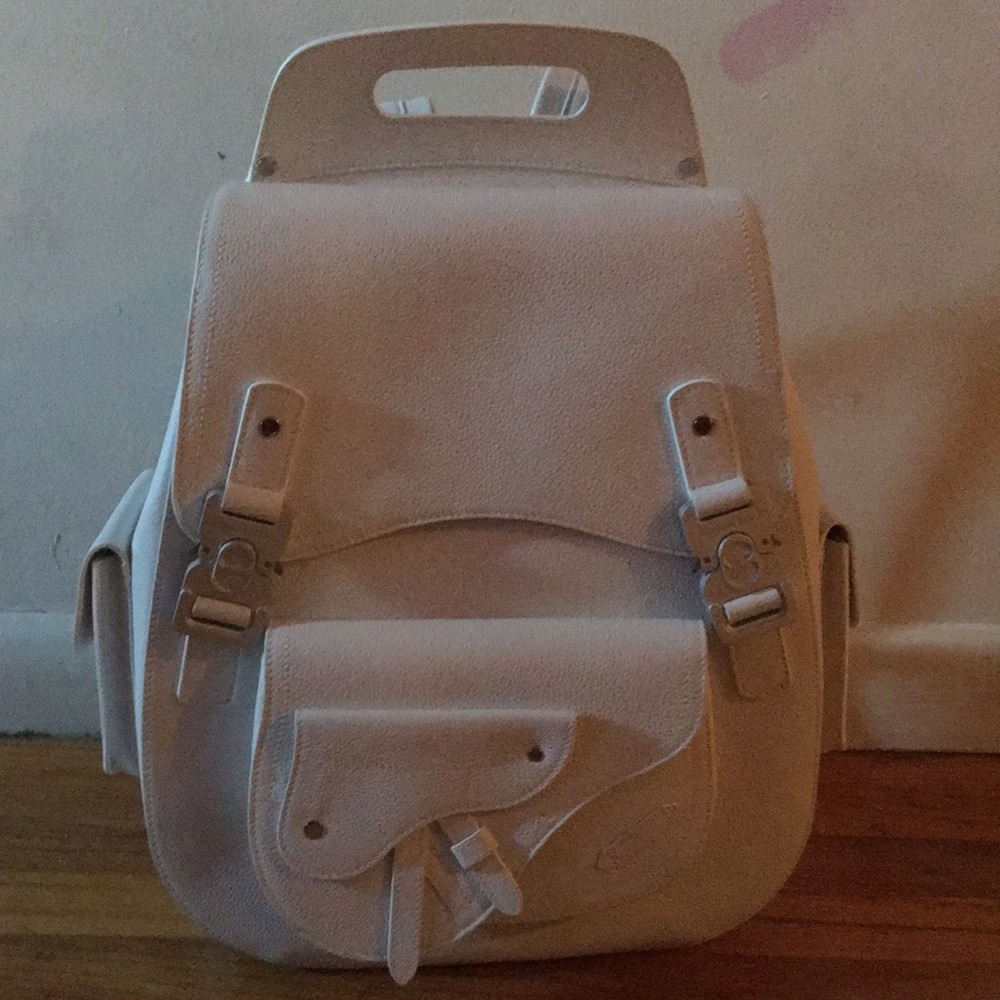 Christian Dior white saddle backpack